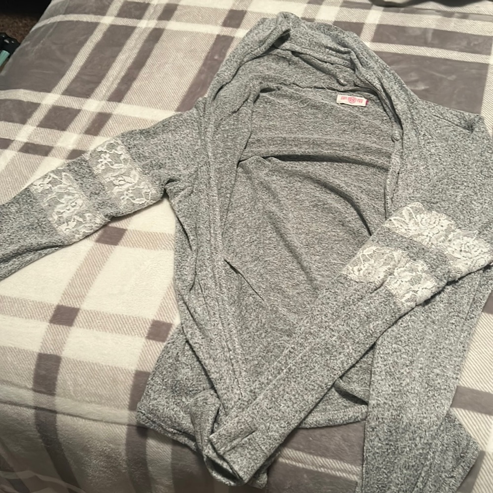 light grey cardigan